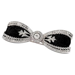 Antique Art Nouveau Platinum Ribbon Bow Brooch — Diamonds