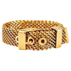 Anello-cintura vintage con maglia milanese in oro 18 carati — Misura regolabile  Circa 1950