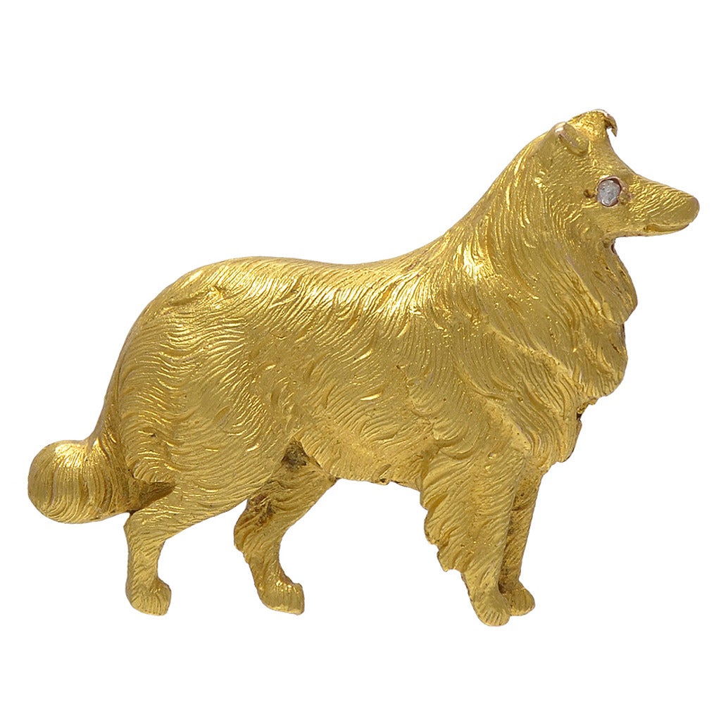 Gold Collie Dog Pin