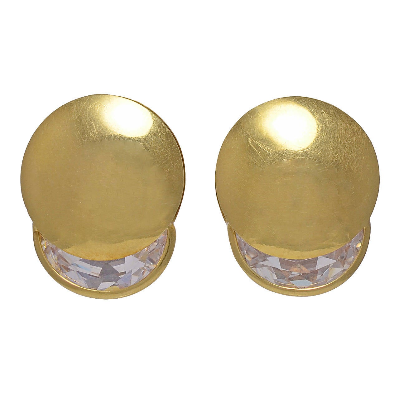 Gucci Rock Crystal Gold Earrings For Sale