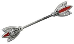 Art Deco Coral Diamond Platinum Insect Surete Pin