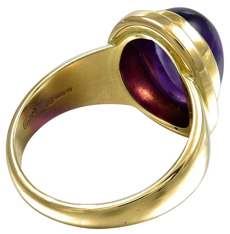 1990 Georg Jensen Cabochon Amethyst Gold Ring  In Good Condition In London, GB