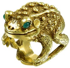 Warty Toad Ring with Emerald Eyes by Boris Lebeau