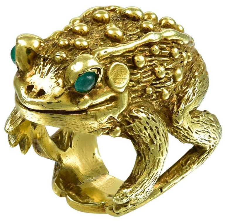 Warty Toad Ring with Emerald Eyes by Boris Lebeau at 1stDibs