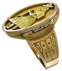 Antique South American Gold Locket Ring