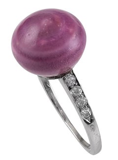 Rare Natural Mauve Colored Pearl Diamond Ring