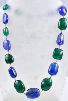 Tanzanite and Emerald 20-Stone Necklace