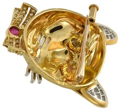 Diamond Gold Cat Brooch