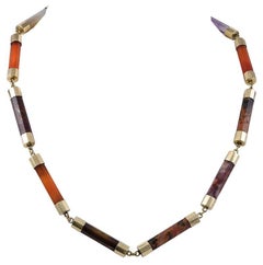 Victorian Scottish Agate and Gold Necklace