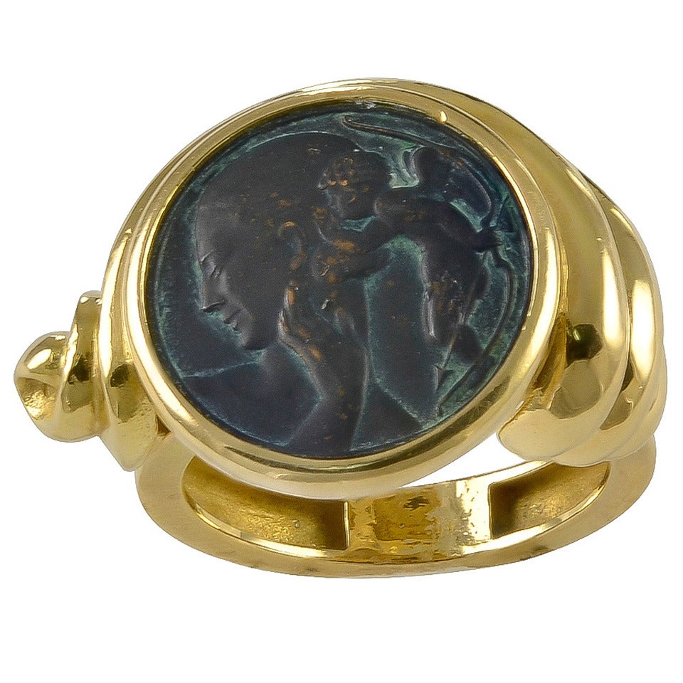 An Asymmetrical Bronze and Gold Ring by Jean Vendome of Paris