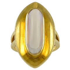 A Marquise Shaped Moonstone Gold Ring