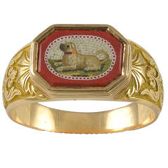 Antique A Micromosaic Gold Ring