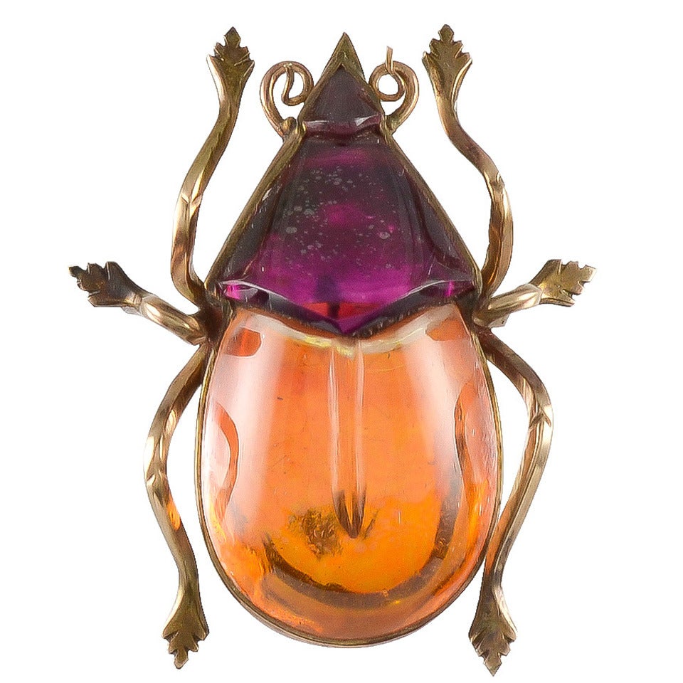 An Antique Rock Crystal and Gold Beetle Brooch at 1stDibs