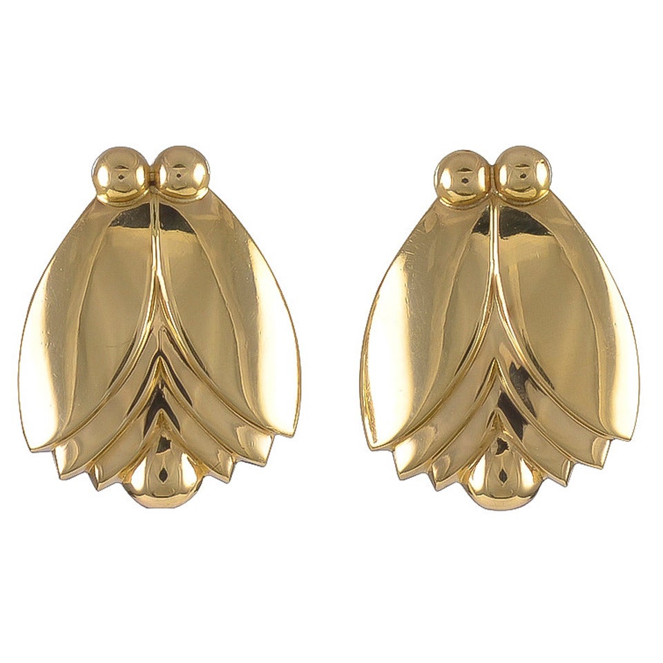 A pair of Gold Fly Screw Earrings by Georg Jensen