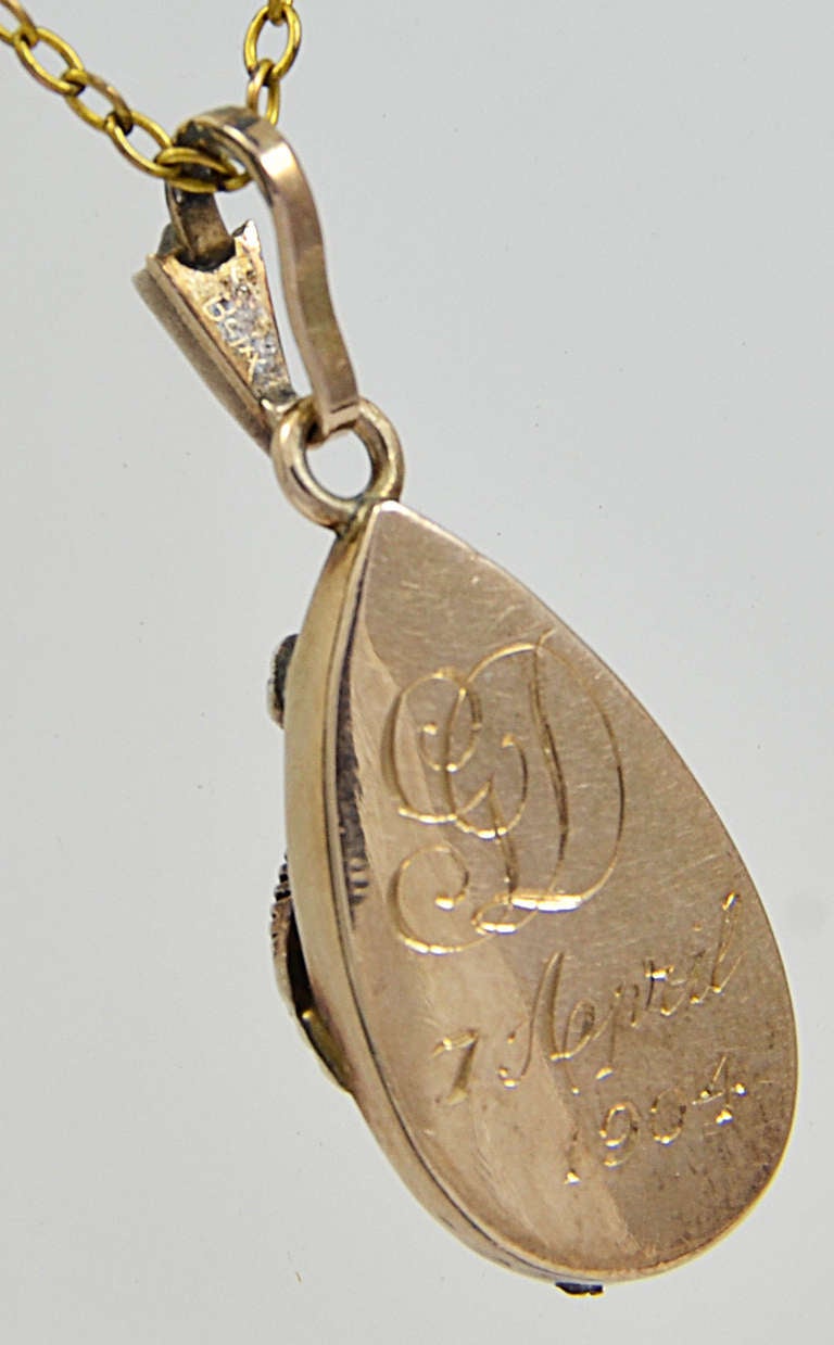 A petite Natural Baroque Pearl, Gold & Gem Set Pendant