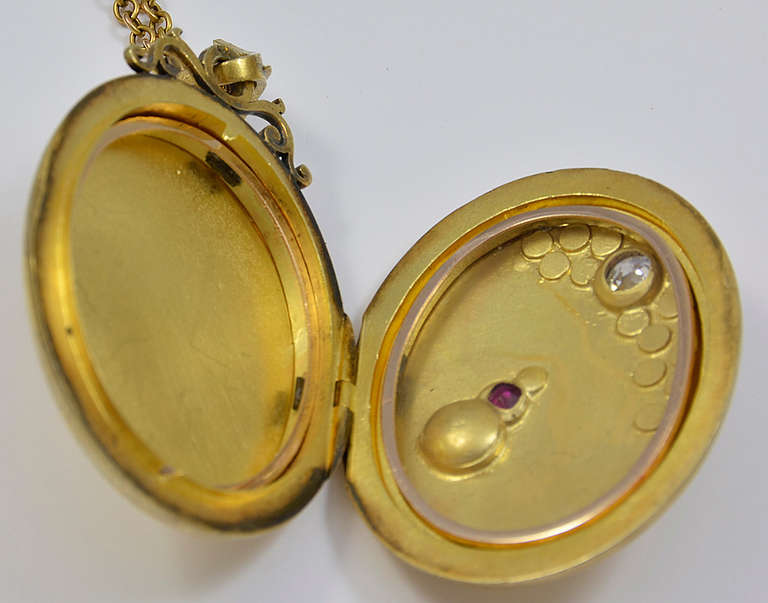 Victorian A Superb 19th century Gold, Diamond & Ruby Locket Pendant