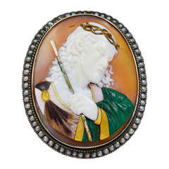 Antique A late 19th century Carved Cameo Brooch of Jesus Christ