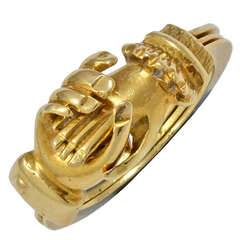 An Early Victorian Gold Clasped Hands Betrothal Ring