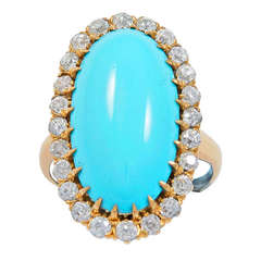 A Turquoise & Diamond Ring of attractive proportions