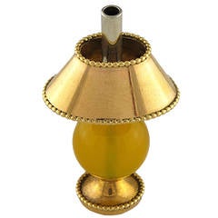 A Charming Agate Gold Oil Lamp Brooch by Mellerio