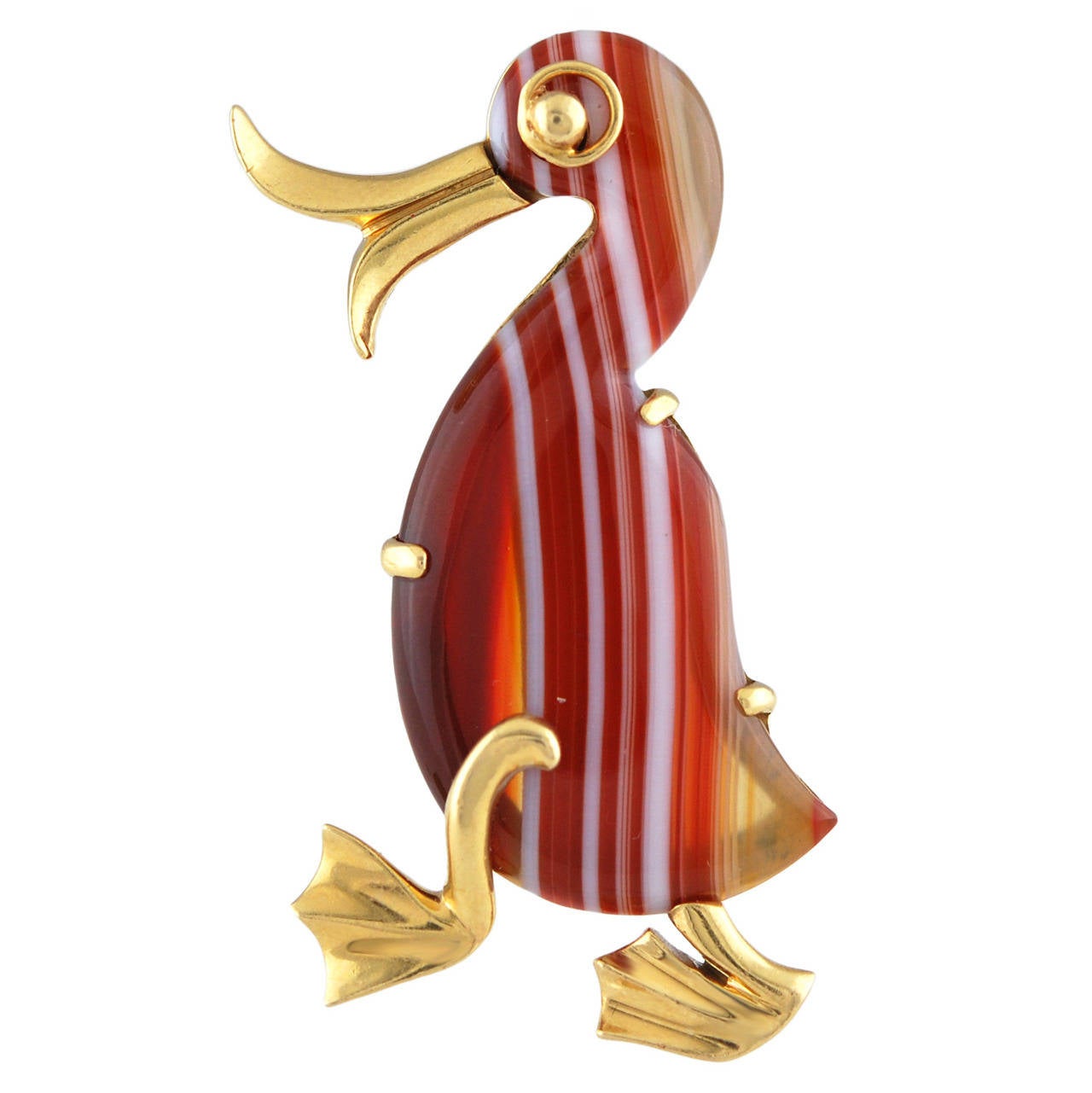 Charming Tiffany Banded Agate Gold Pin