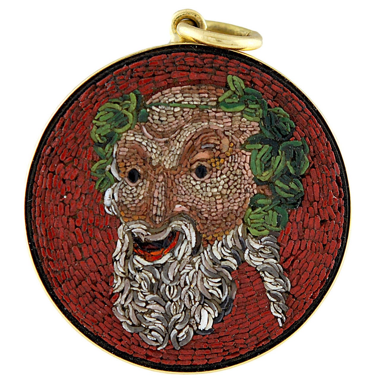 Antique Micromosaic of Bacchus God of Wine Fertility and the Theatrical Arts For Sale