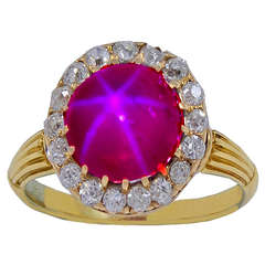 A beautiful late Victorian Natural Star Ruby 
Diamond Ring