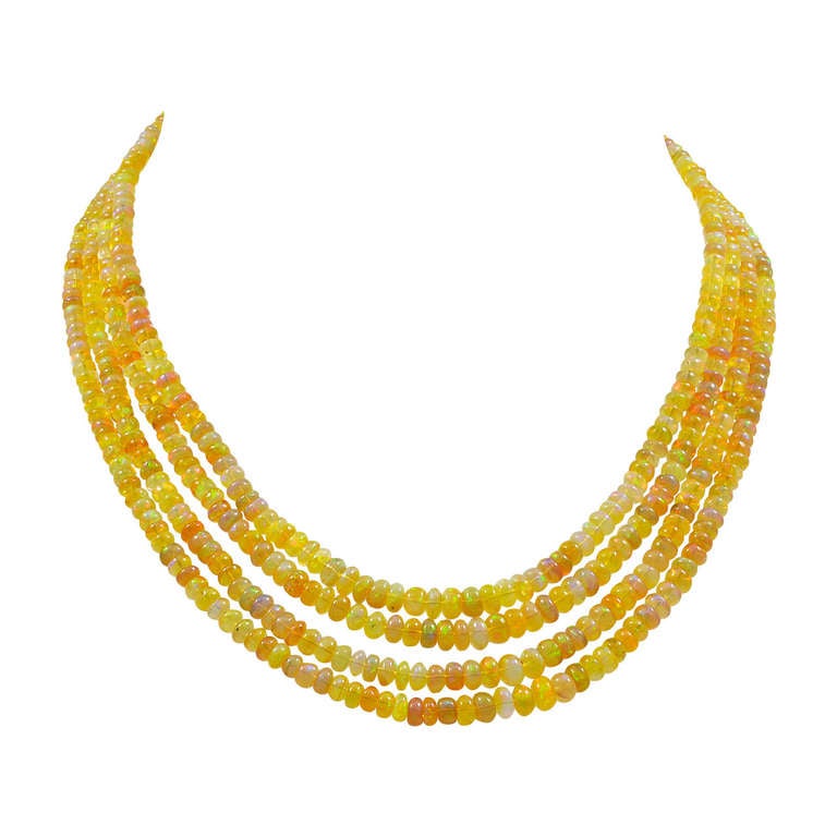 A Four Strand Golden Opal Necklace