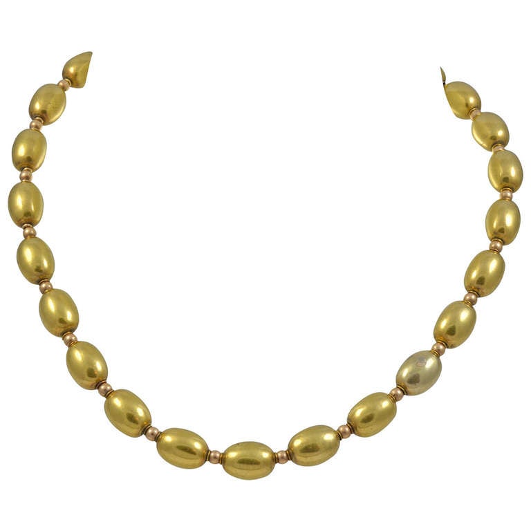 A Victorian Gold Bead Necklace For Sale