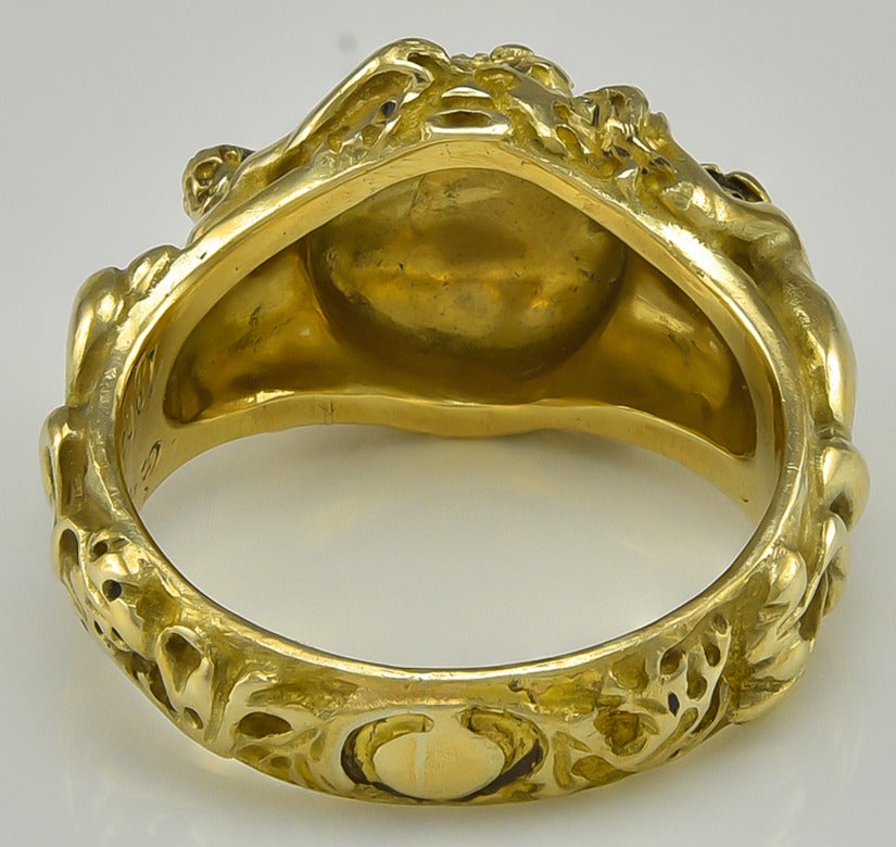 1905 Georges Fouquet Art Nouveau Richly Detailed Gold Ring  In Good Condition In London, GB