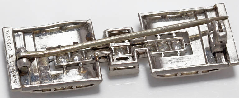 Tiffany & Co. Paris Early Art Deco Diamond Platinum Brooch
