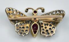 Small Gem Set Silver Gold Butterfly Brooch