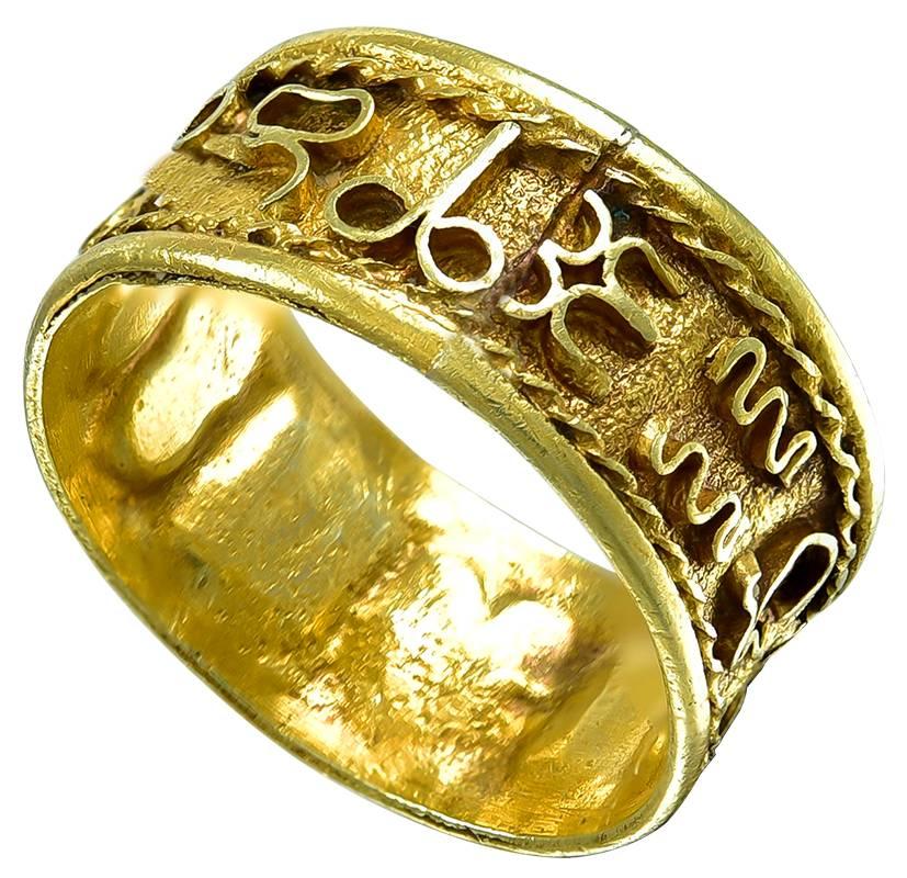  This is a wider (11mm) Zodiac Ring than the one that I have already published on 1stdibs and comes from the same UK source and I think that they were Wedding Rings for a husband and wife.
These are rare survivors of the 18th century
Condition: