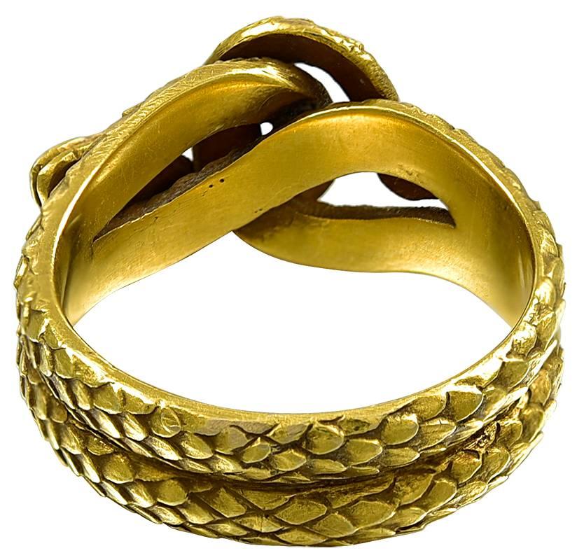 1920s American Engraved Gold Snake Ring In Good Condition In London, GB