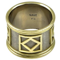 Elizabeth Gage Wide Two Color Gold Ring 