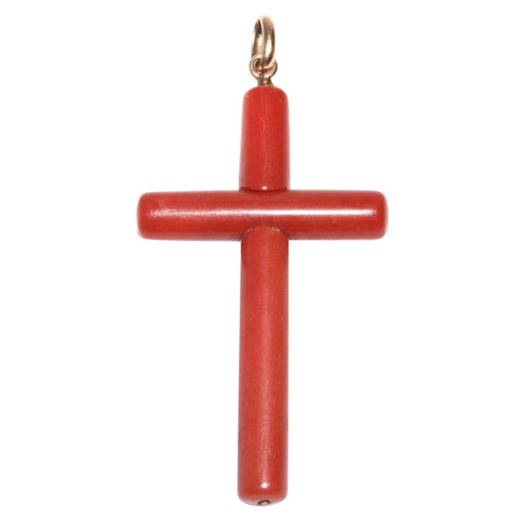 Antique Coral Pendant Cross