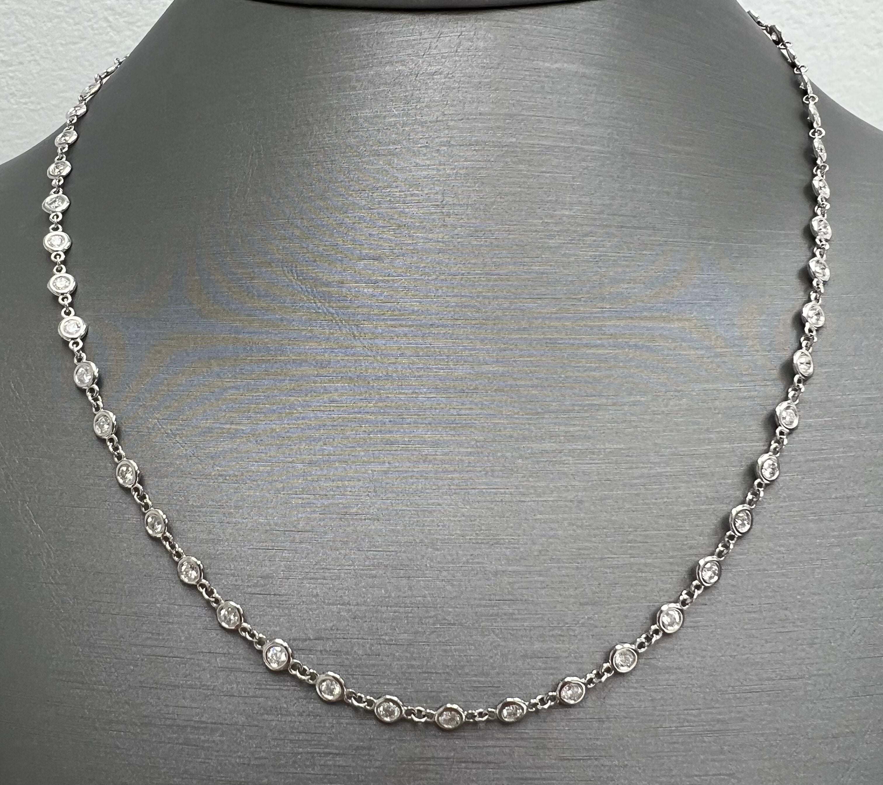 Diamonds by the Yard Necklace, 59 Full Cut Natural Diamonds, 3.00 Total Carats