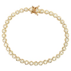 Diamond Tennis Bracelet, 14k Yellow Gold, Innovative Illusion Setting, 2.00 Ct
