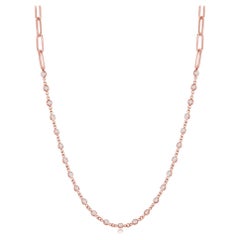 14 Karat Roségold Diamanten by the Yard Halskette mit Papier-Clip Kette