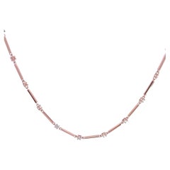 14k Rose Gold Diamonds Necklace with 2.01 Natural Diamonds in a Gold-Bar Chain