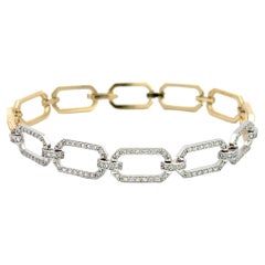 Bracelet trombone en or blanc et jaune 14k avec 0,90 carat de diamants naturels