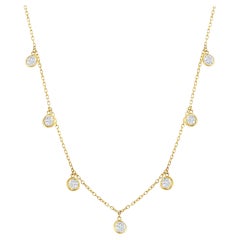 14 Karat Gelbgold Diamanten by the Yard Kette mit 7 natürlichen Diamanten