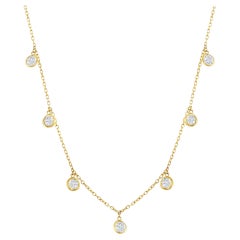 14K Yellow Gold Diamonds by the Yard Chain with 7 Dangle Natural Diamonds