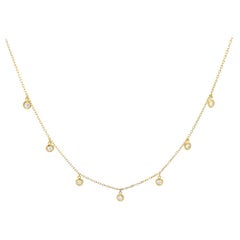 Diamond By The Yard Necklace - 14K Yellow Chain - 7 Natural Dangling Diamonds
