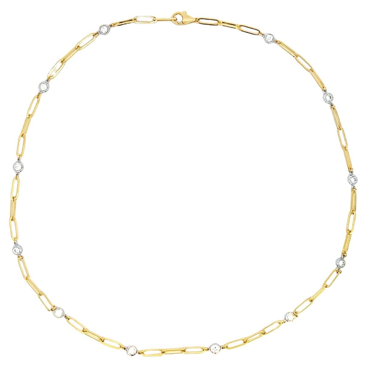 Diamond By The Yards Necklace In 14k Two-Tone gold - Natural - Paper-Clip Chain