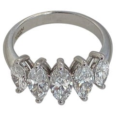  2, 53 carats Taglio Marquise, Anello Riviere Oro Bianco 18 carats