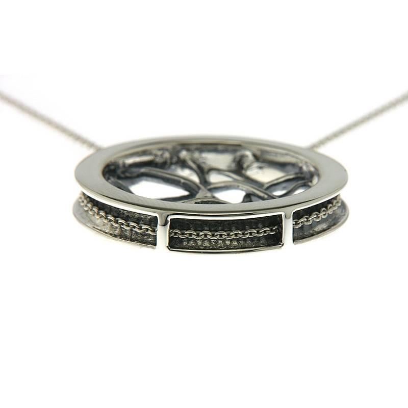 Modern Web Silver Necklace For Sale
