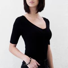 Blockchain Unisex Black Sapphire Bead Bracelet