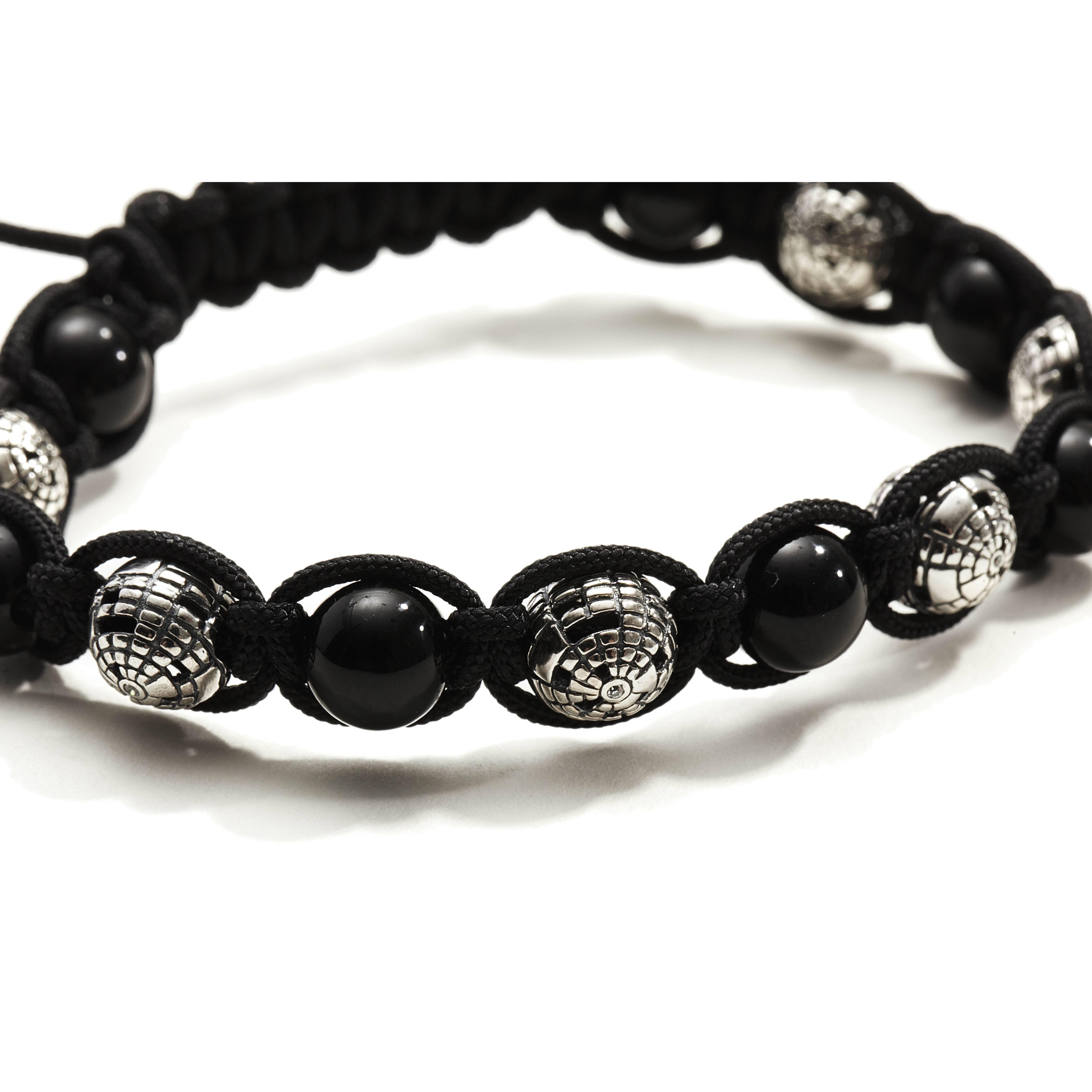 Modern Blockchain Unisex Black Sapphire Bead Bracelet For Sale
