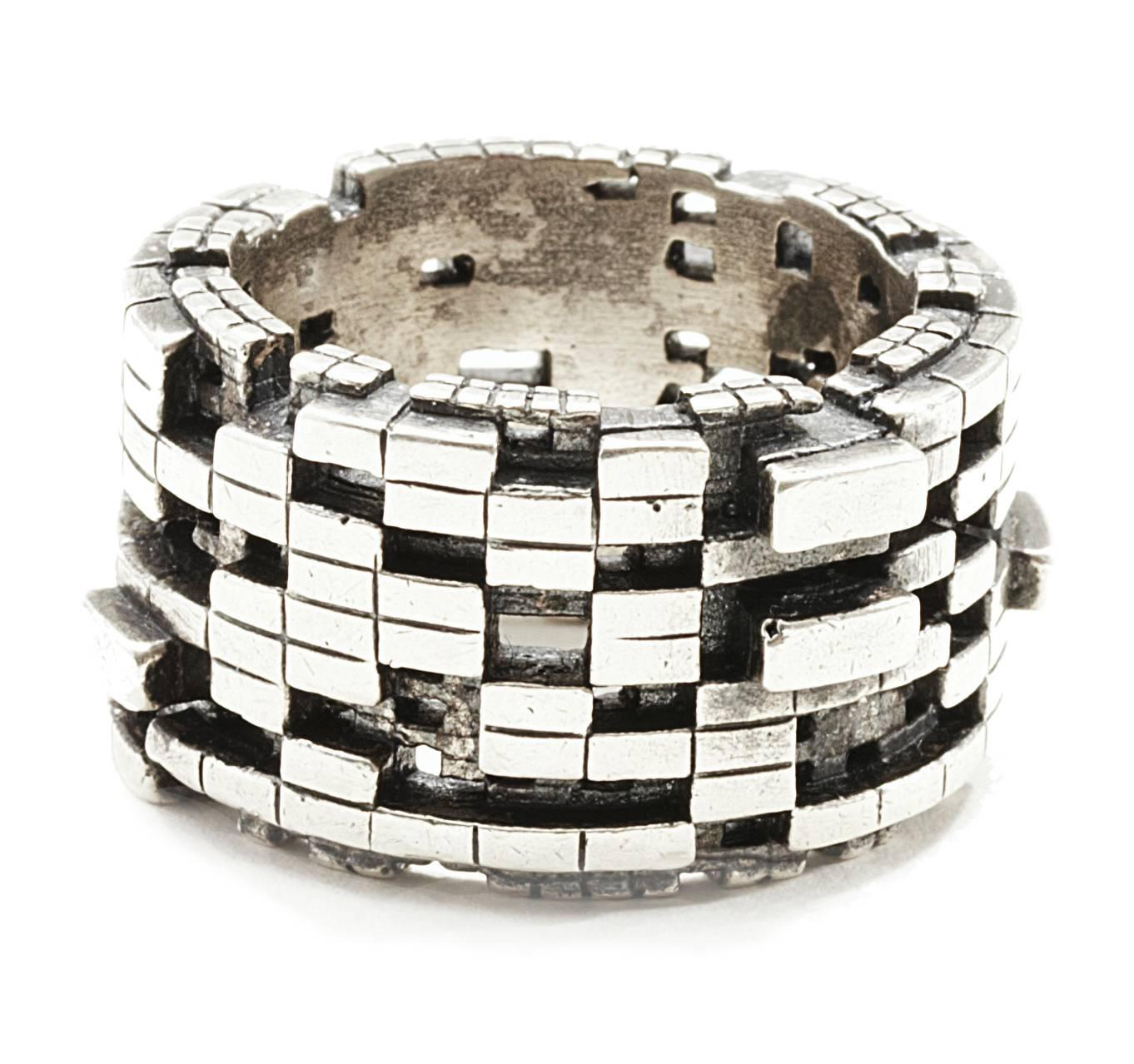 Modern Bitcoin Blockchain Silver Ring